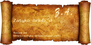 Zatyko Arkád névjegykártya