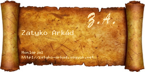 Zatyko Arkád névjegykártya